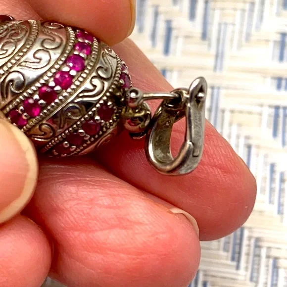 Gem Treasures sterling silver and ruby yoga bell pendant enhancer 🔔 - Picture 6 of 6